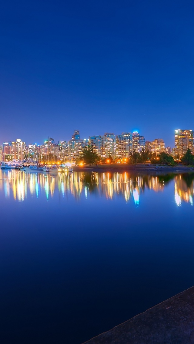 Night Light River Trees City Landscape