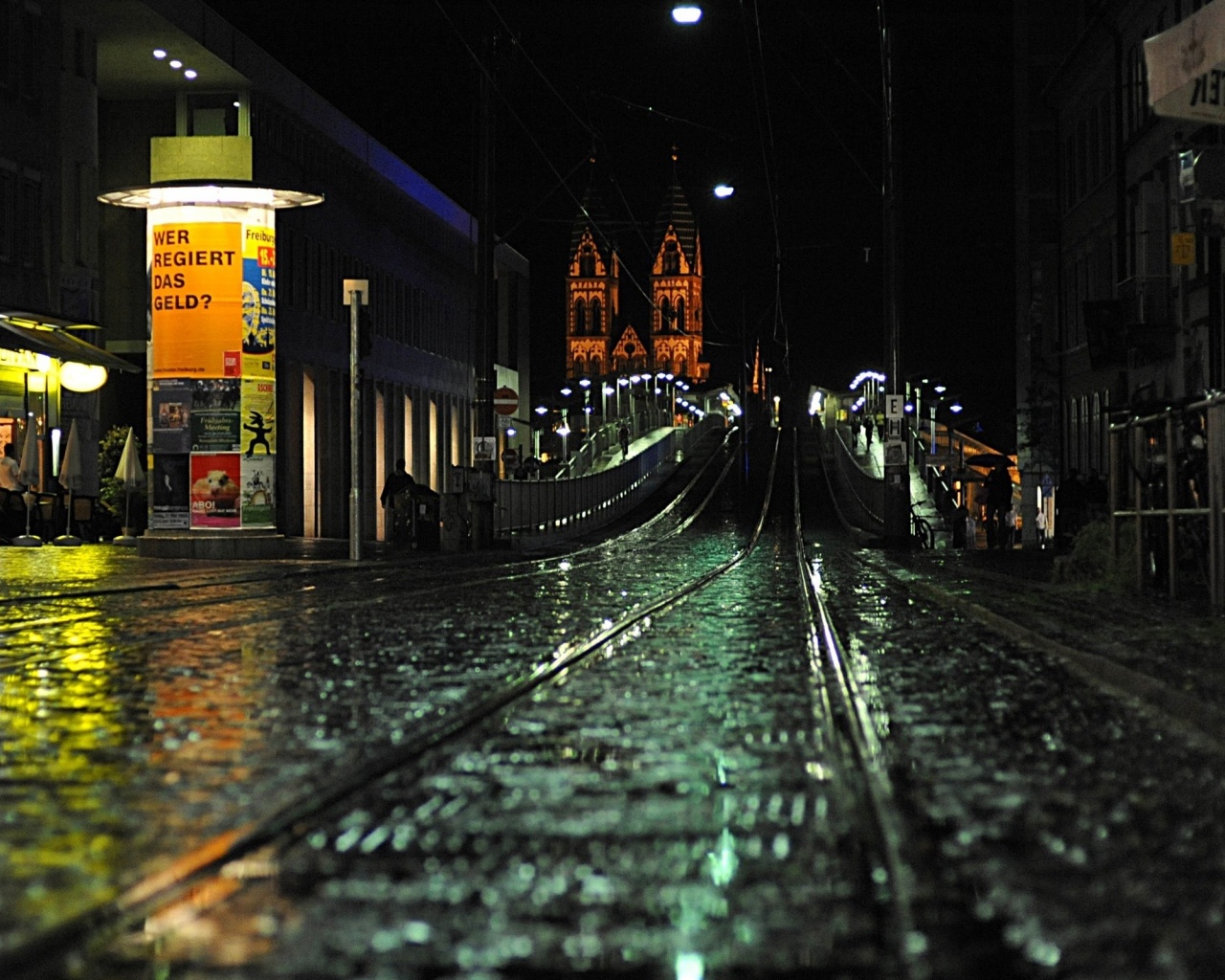 Night Railways Bridges Buildings City Landscape