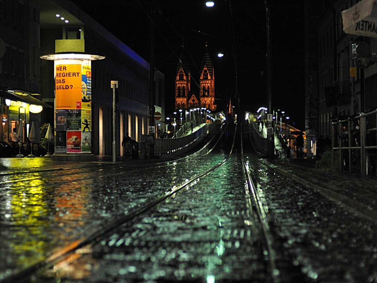 Night Railways Bridges Buildings City Landscape