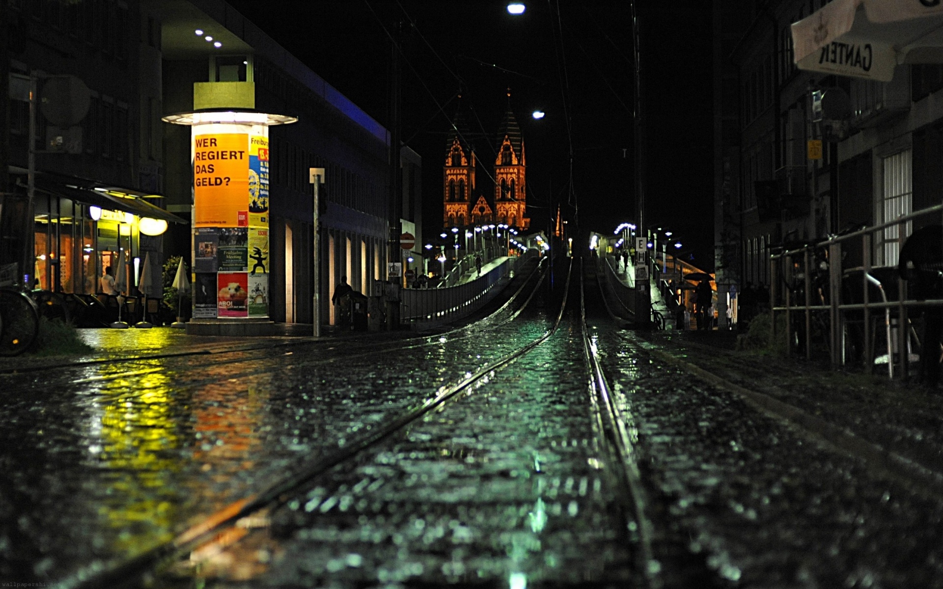 Night Railways Bridges Buildings City Landscape