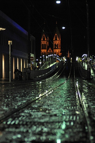 Night Railways Bridges Buildings City Landscape