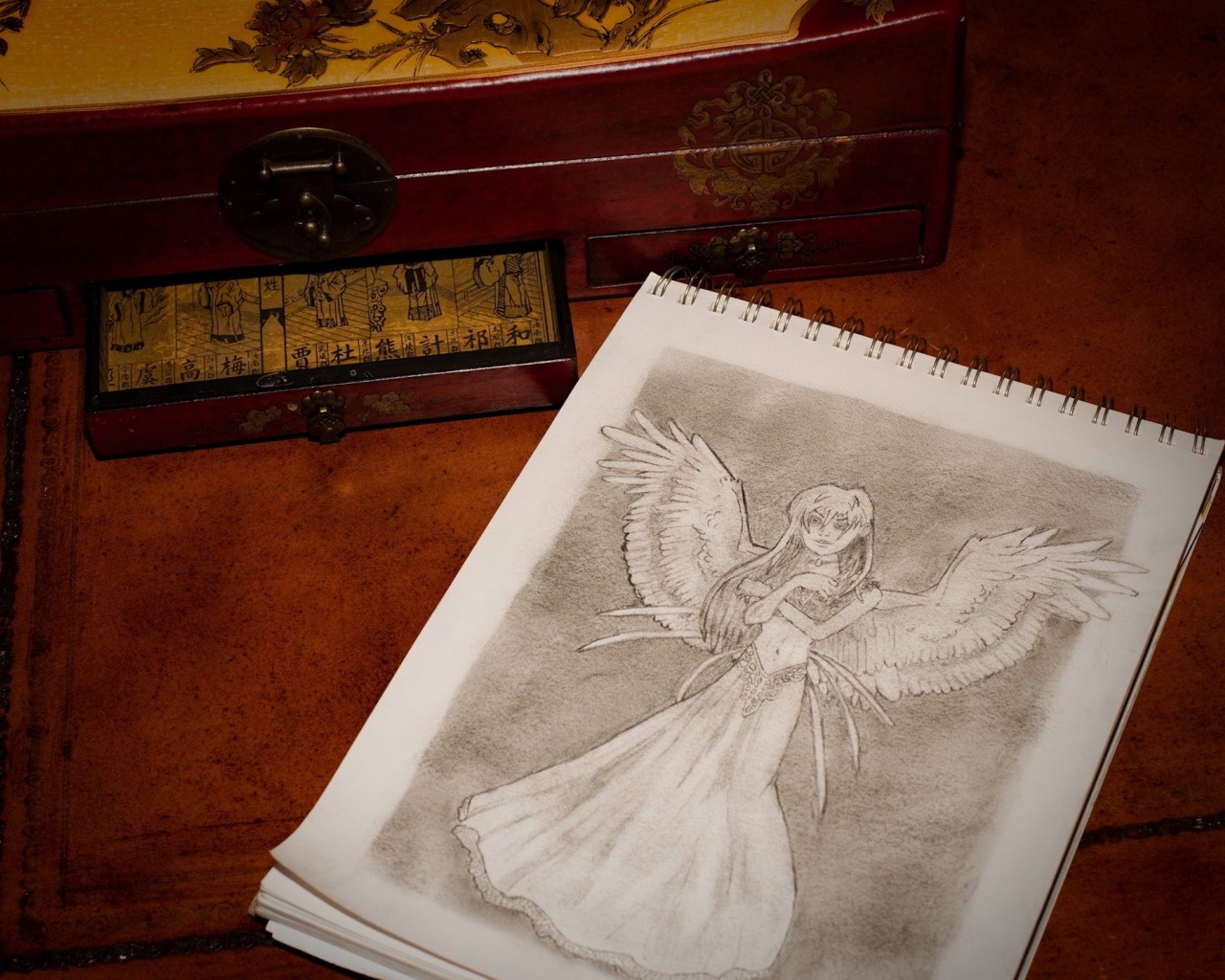 Notebook Wings Angel Figure Casket