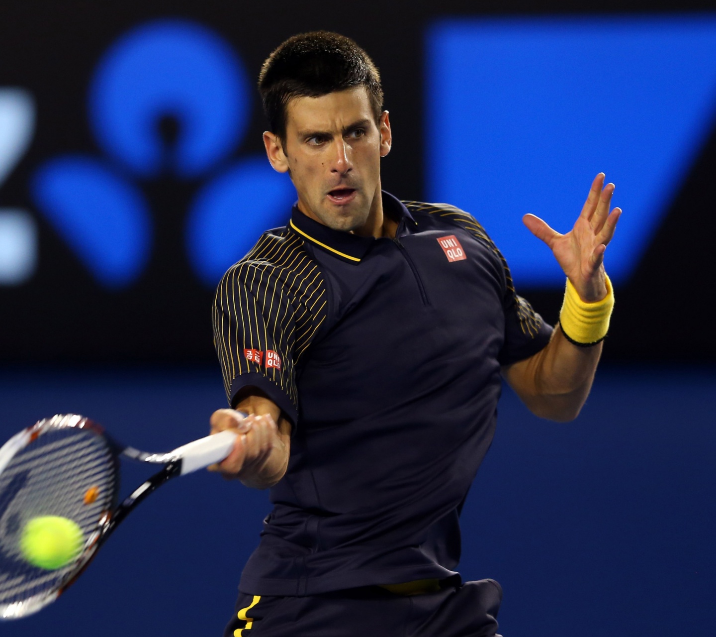 Novak Djokovic Hits The Tennis Ball