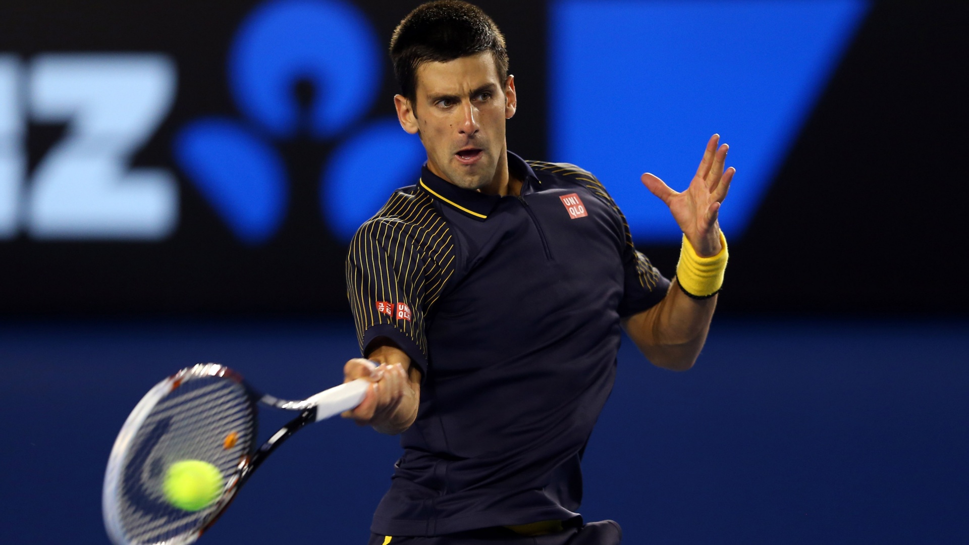 Novak Djokovic Hits The Tennis Ball