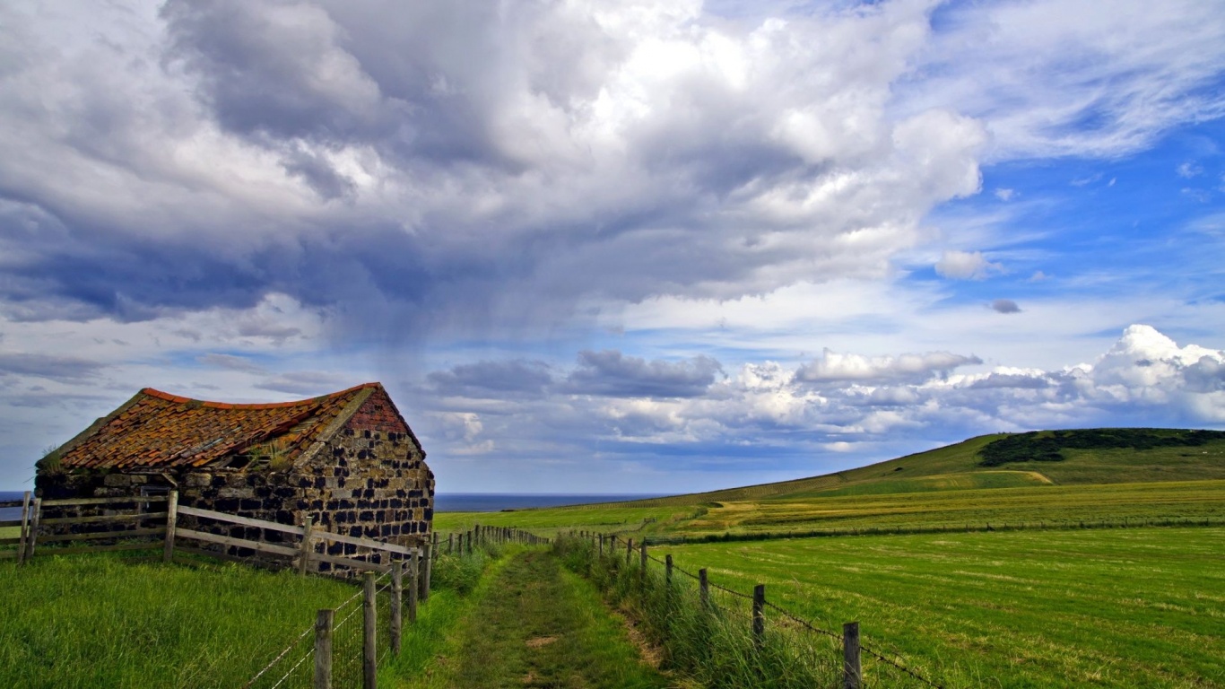 Old House Field Beautiful Nature Landscapes