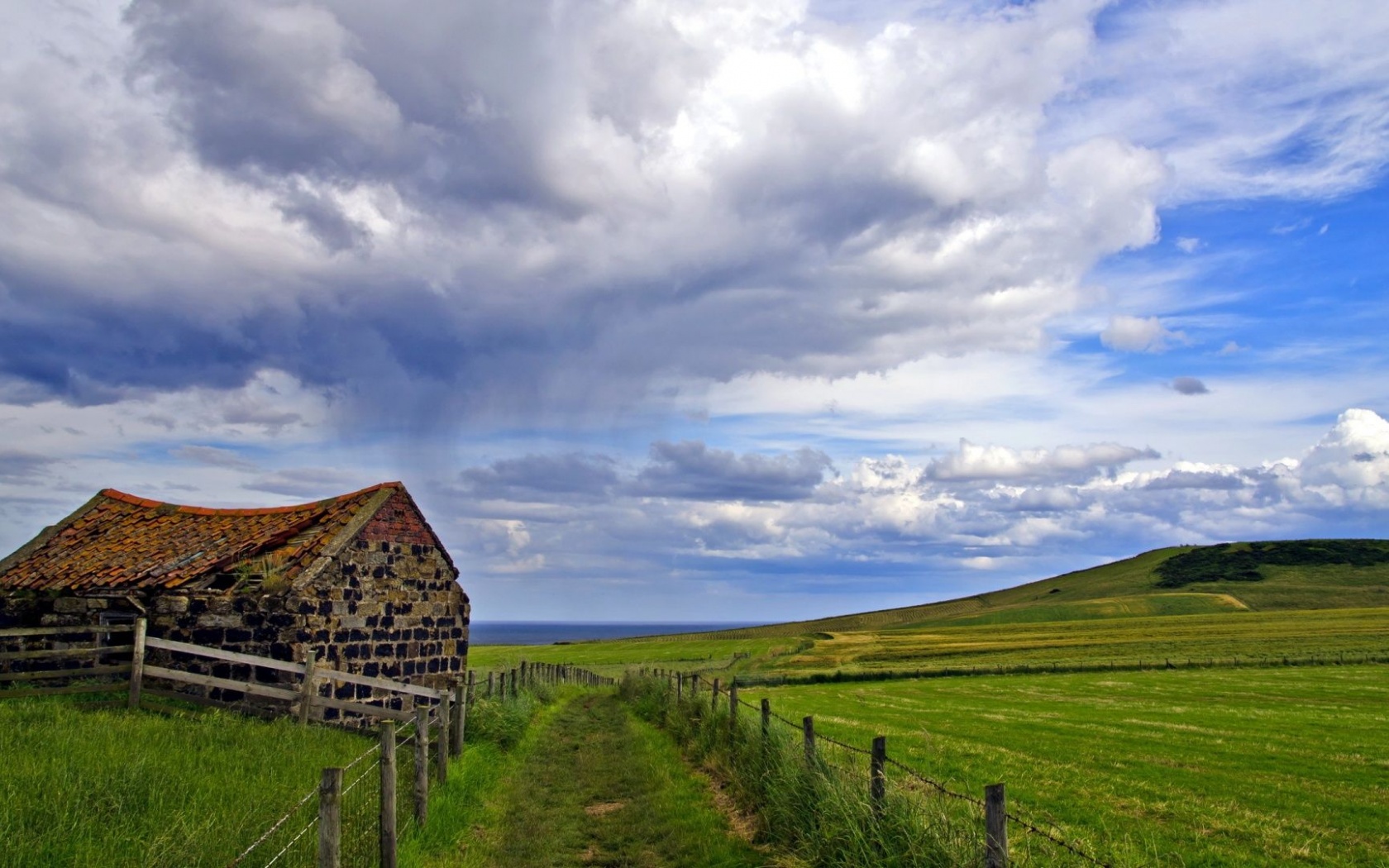 Old House Field Beautiful Nature Landscapes