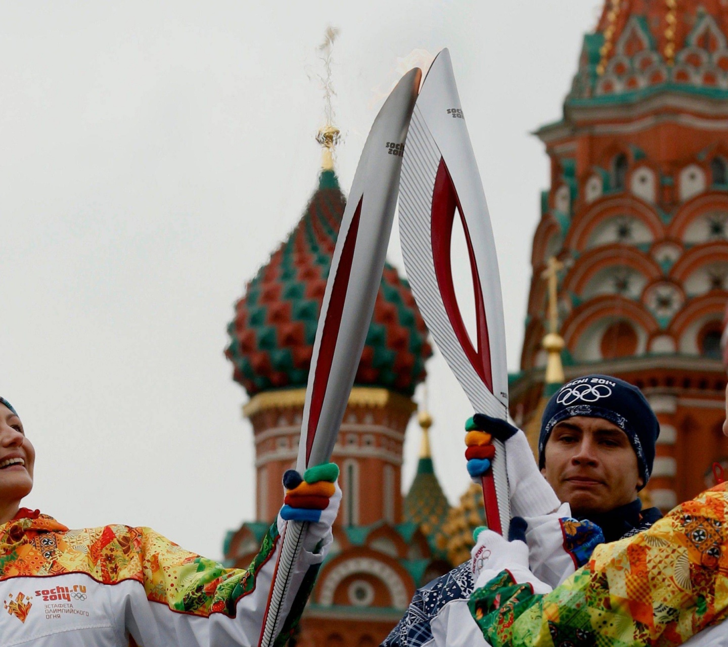 Olympic Flame On Red Square - Sochi