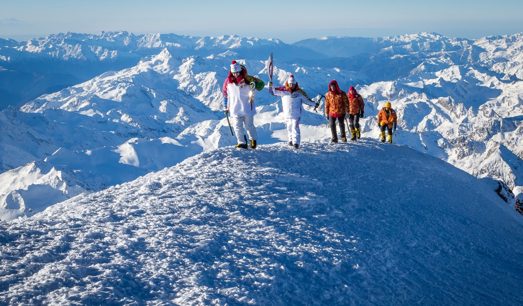 Olympics Torch On Mount Elbrus Sochi