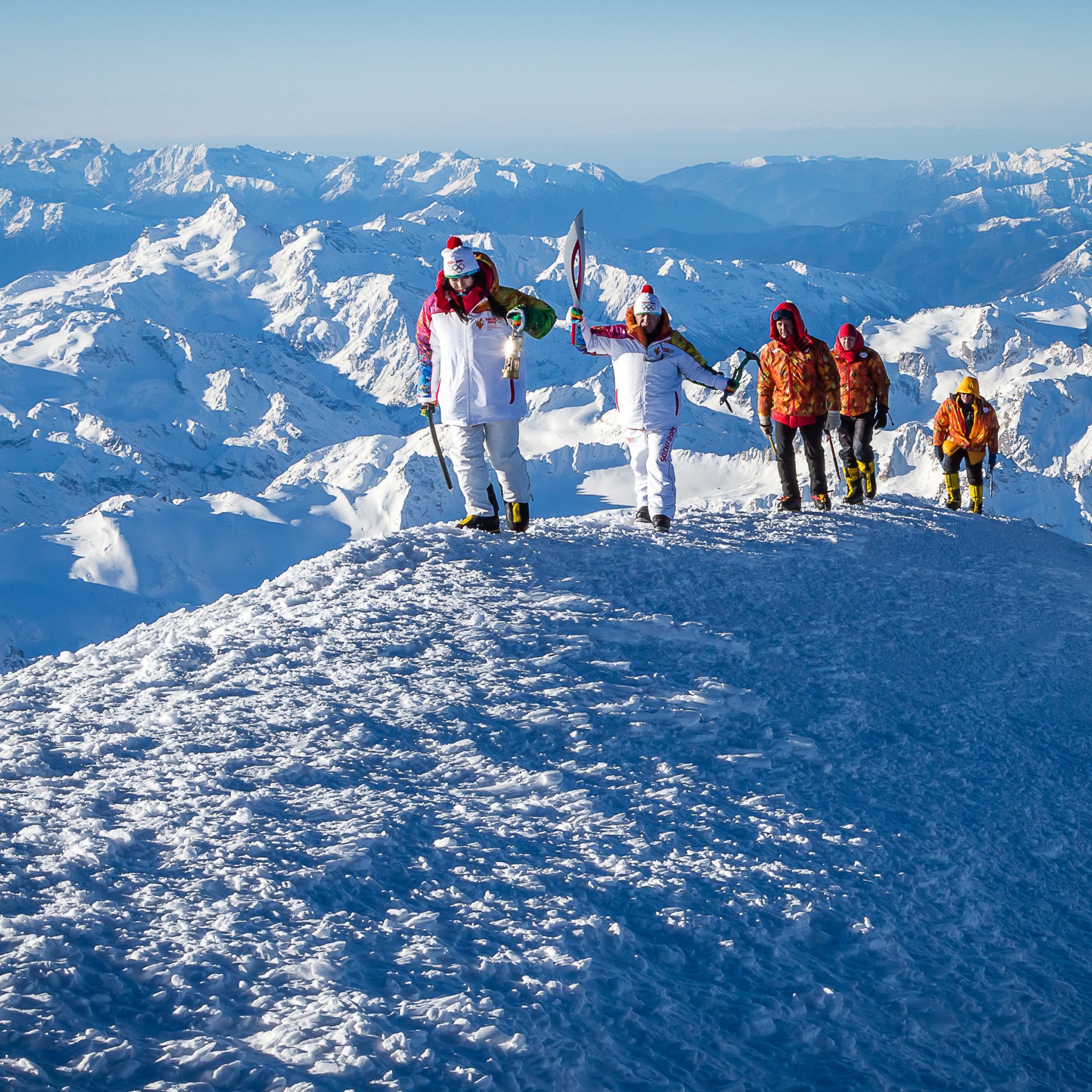 Olympics Torch On Mount Elbrus Sochi