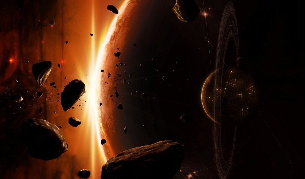 Outer Space Planets Digital Art Asteroids