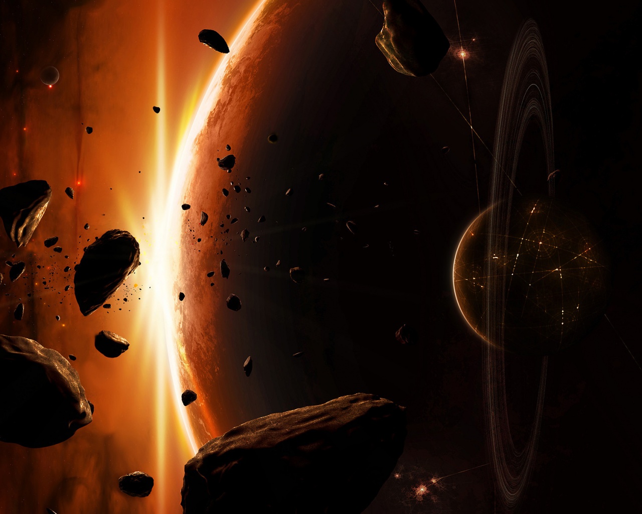 Outer Space Planets Digital Art Asteroids