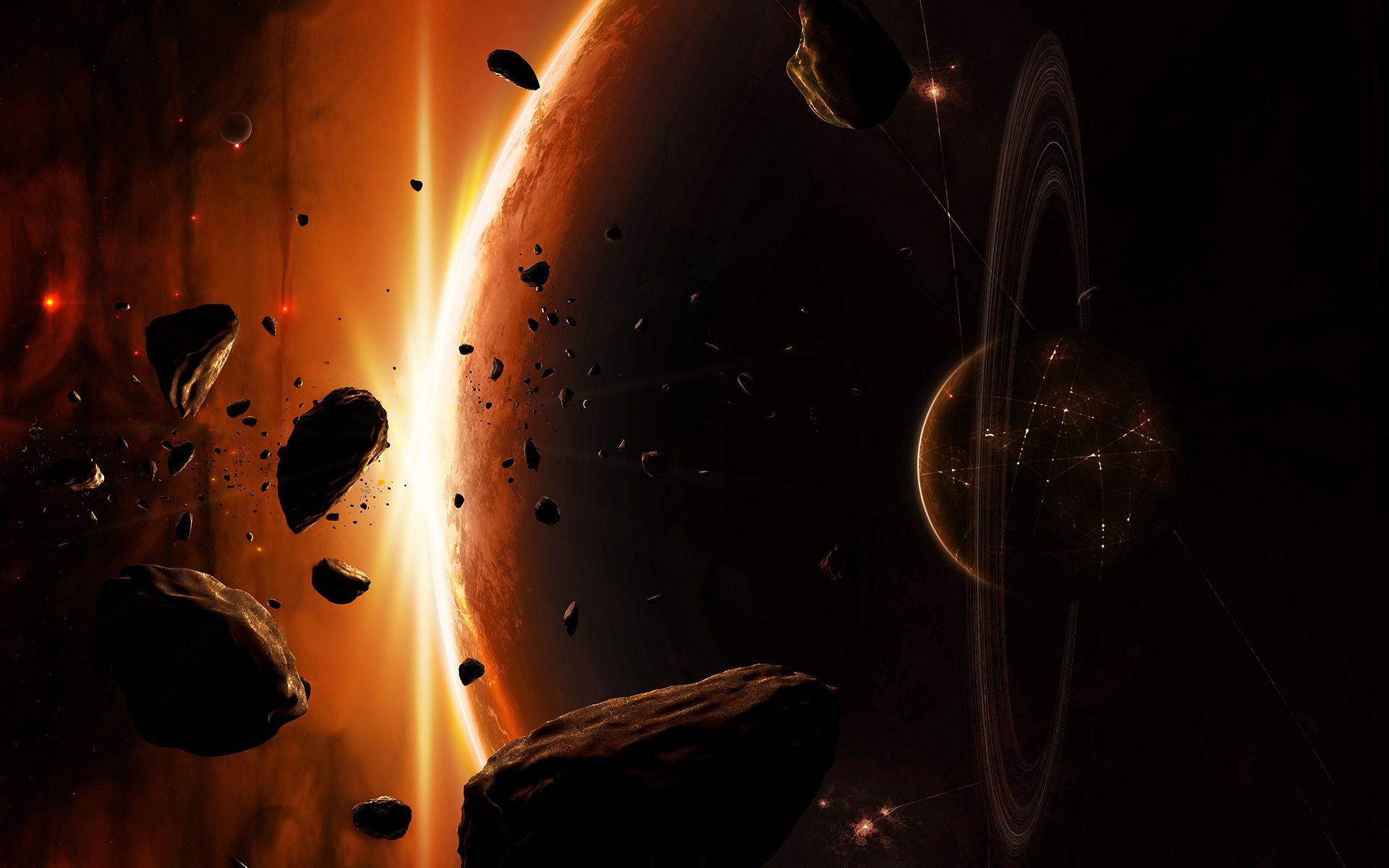 Outer Space Planets Digital Art Asteroids