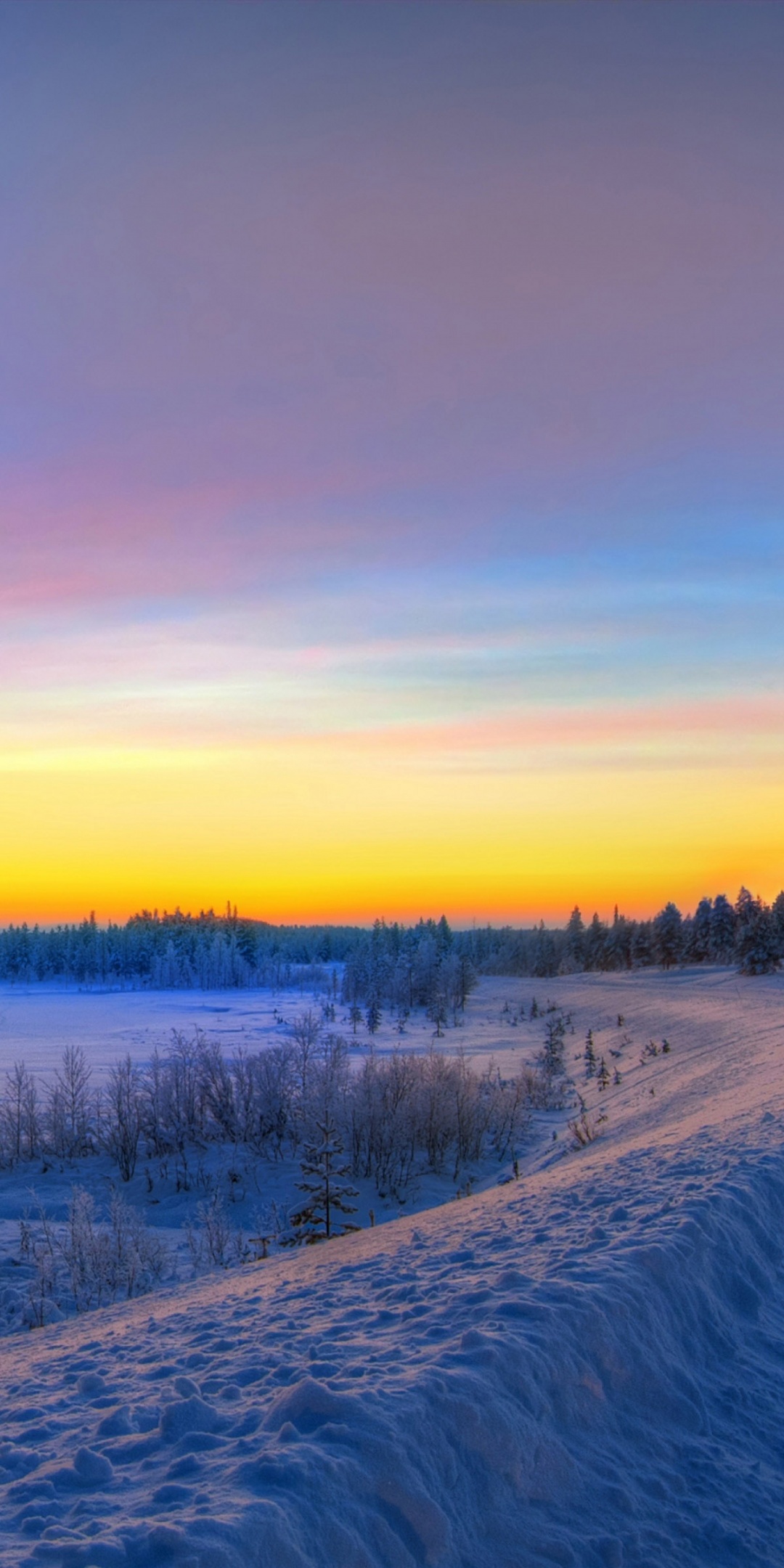 Panorama Sunset Road Winter Snow