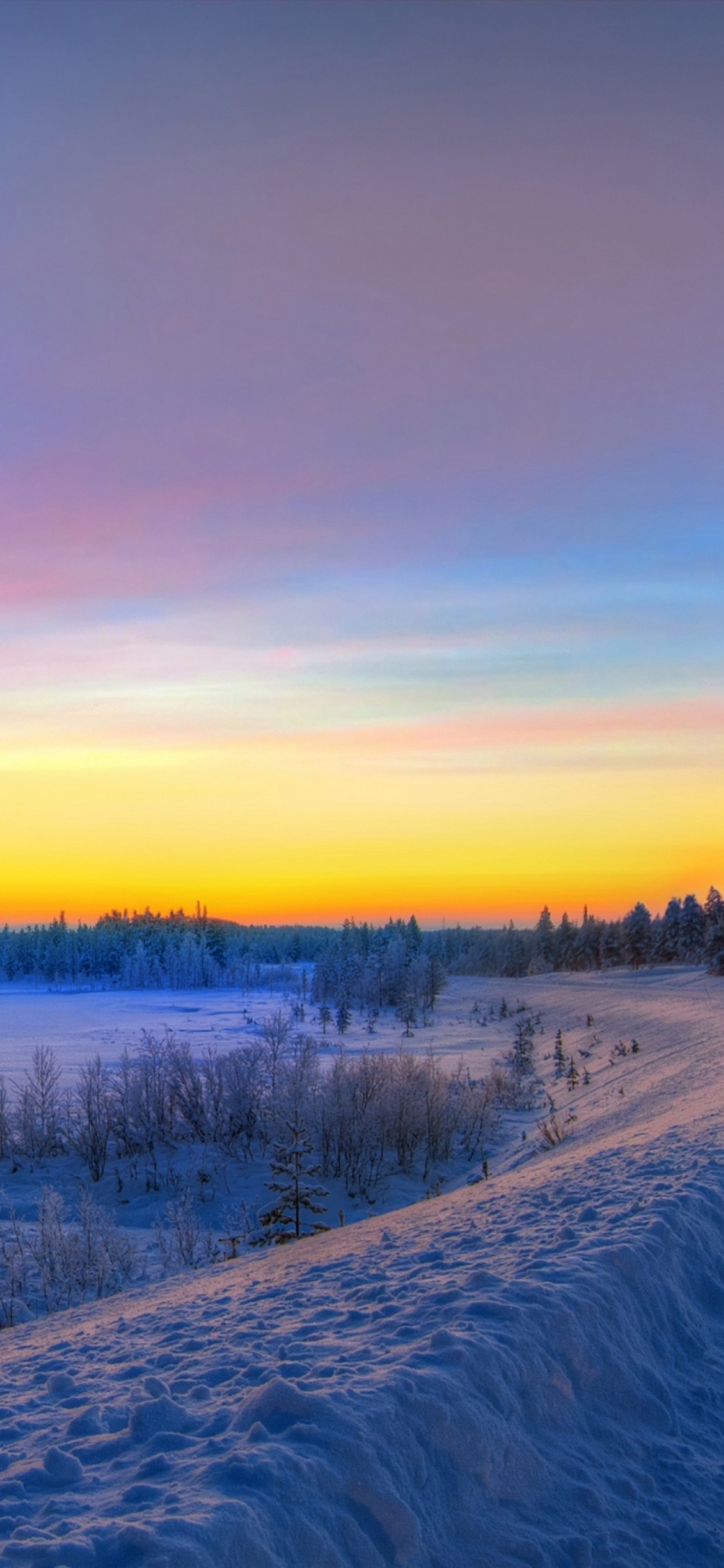 Panorama Sunset Road Winter Snow