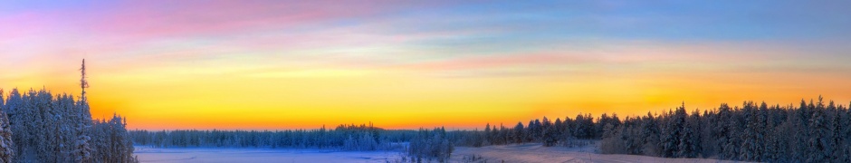 Panorama Sunset Road Winter Snow