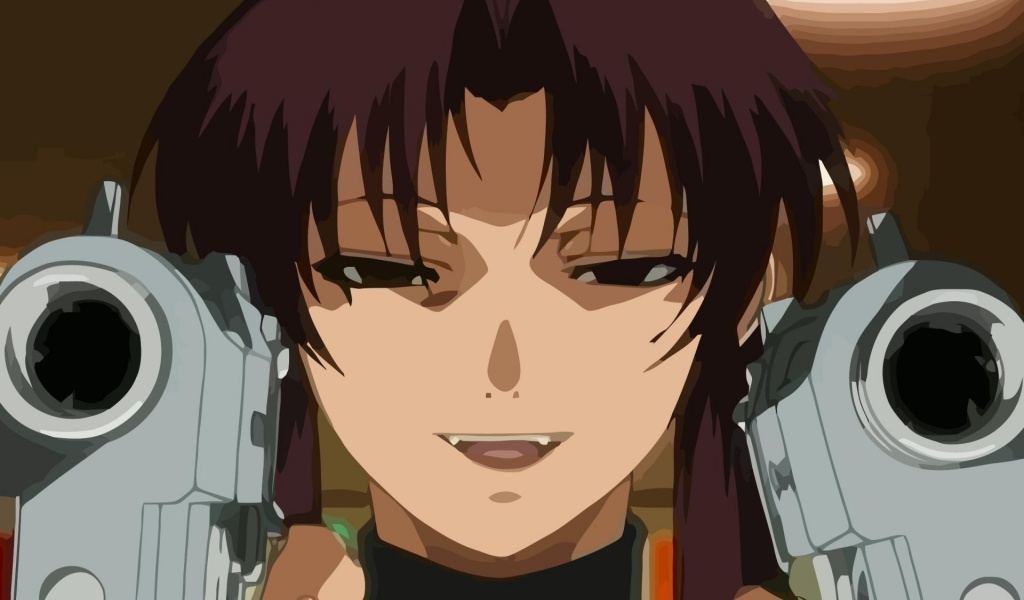 Revy Black Lagoon Brunette Arms Smile Teeth Anime