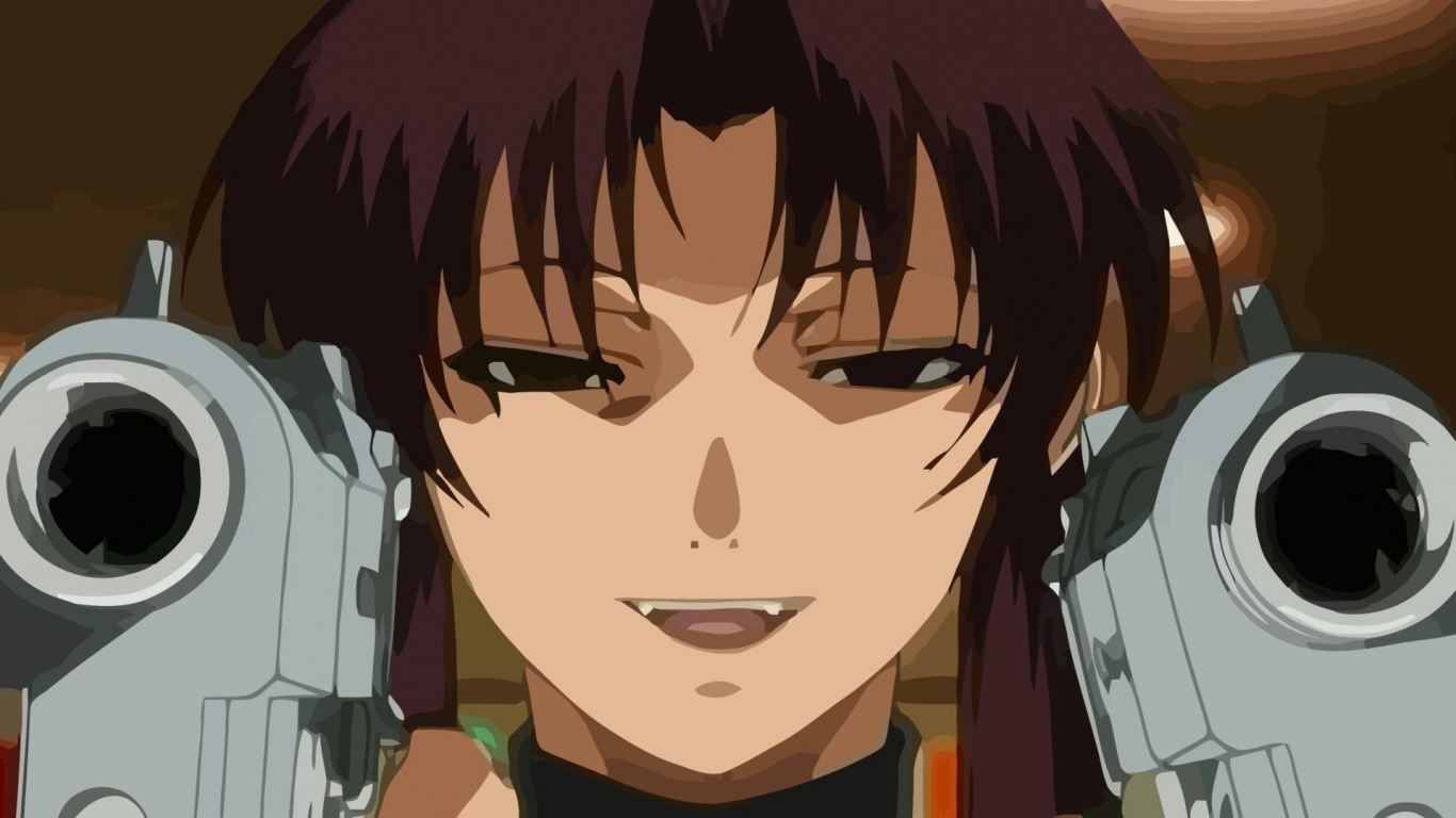 Revy Black Lagoon Brunette Arms Smile Teeth Anime