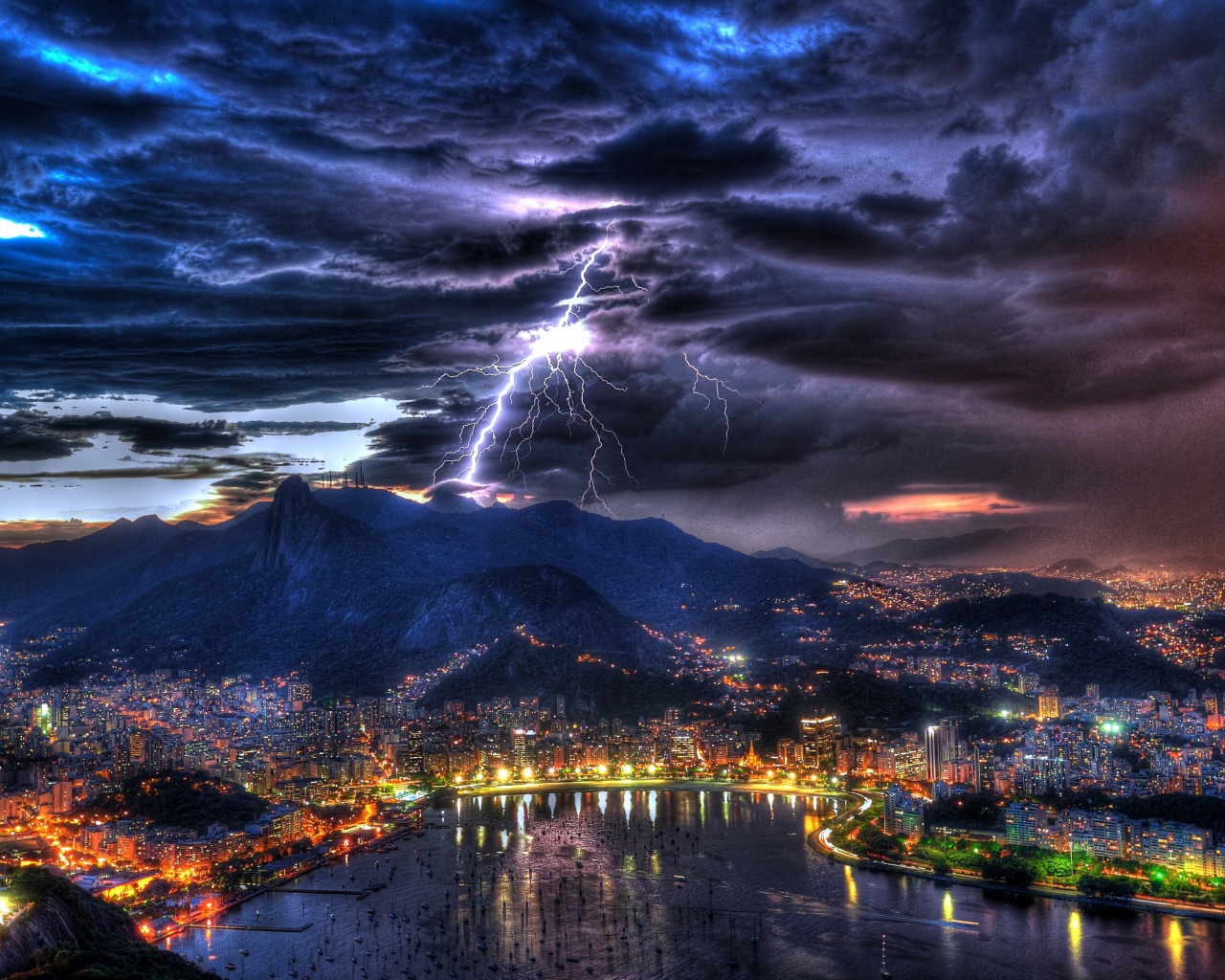 Rio De Janeiro At Night In A Storm