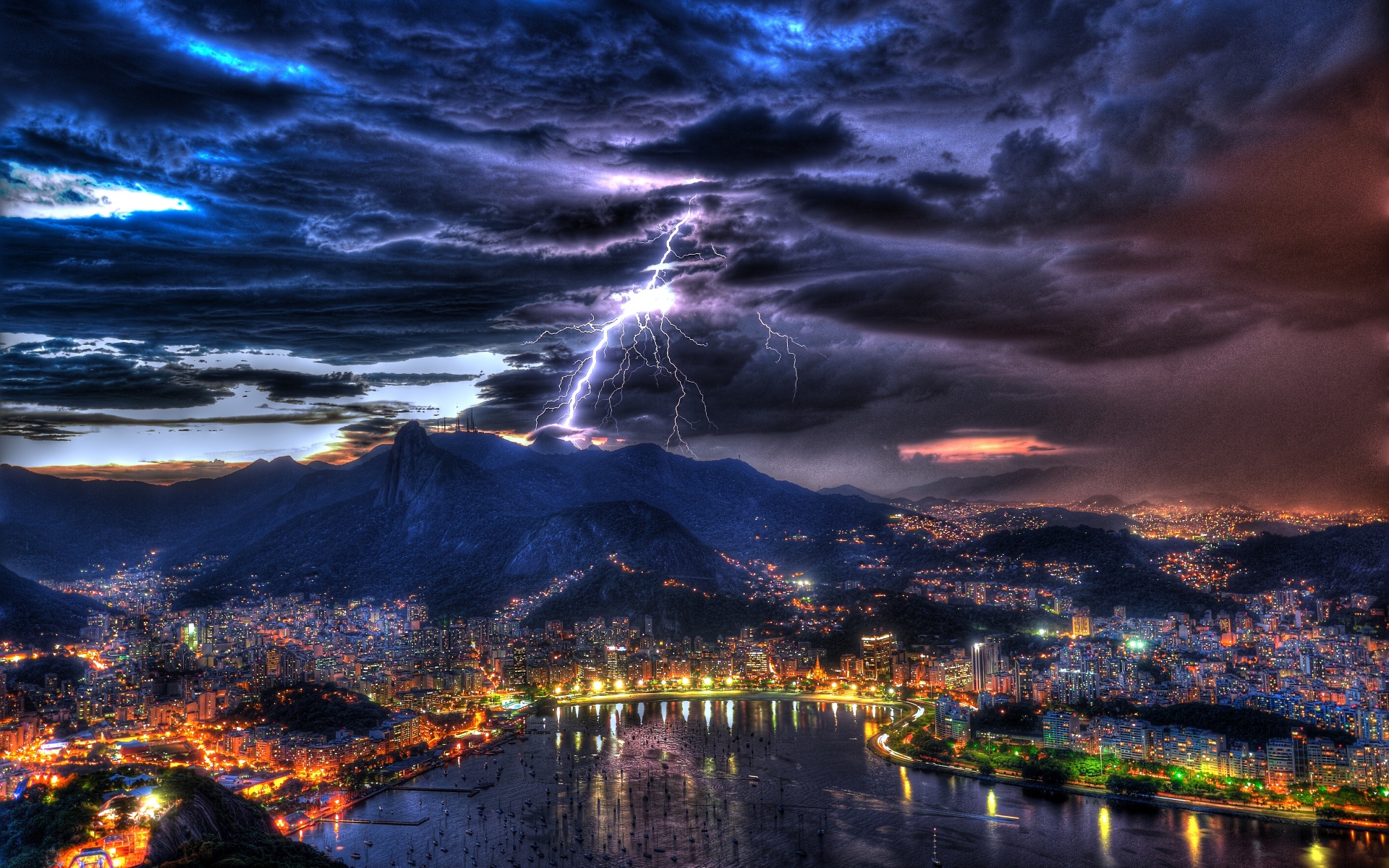 Rio De Janeiro At Night In A Storm