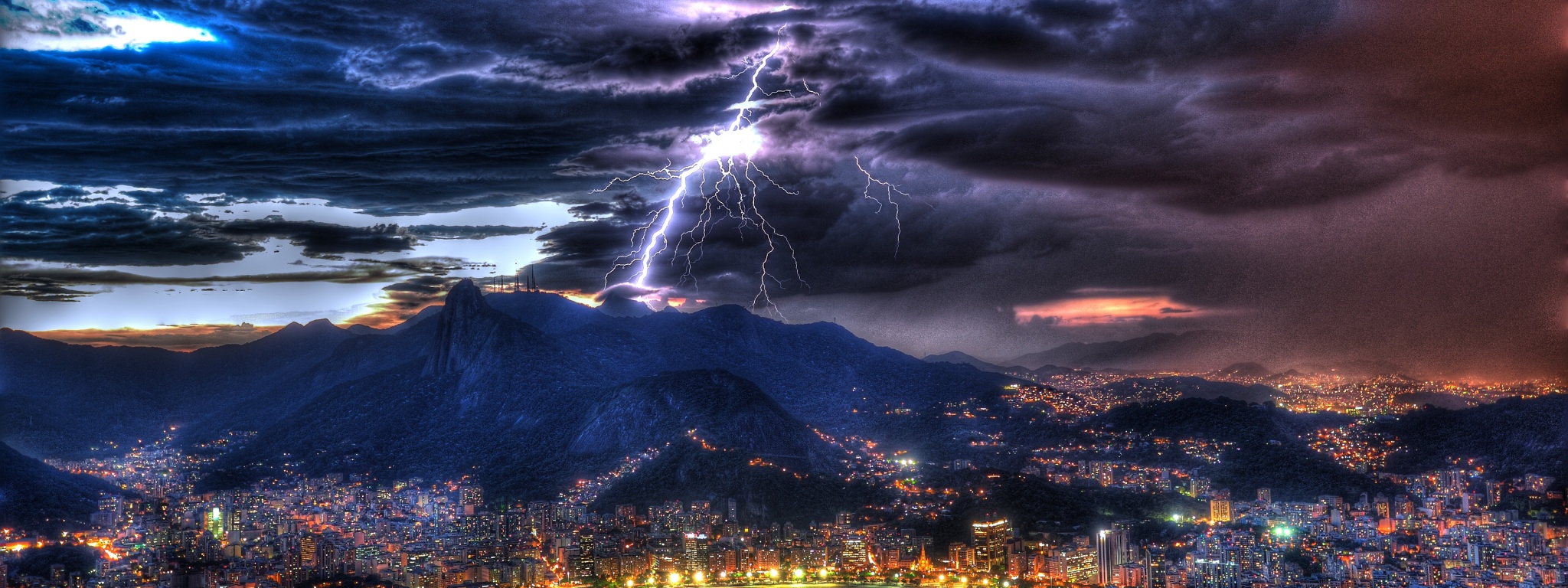 Rio De Janeiro At Night In A Storm