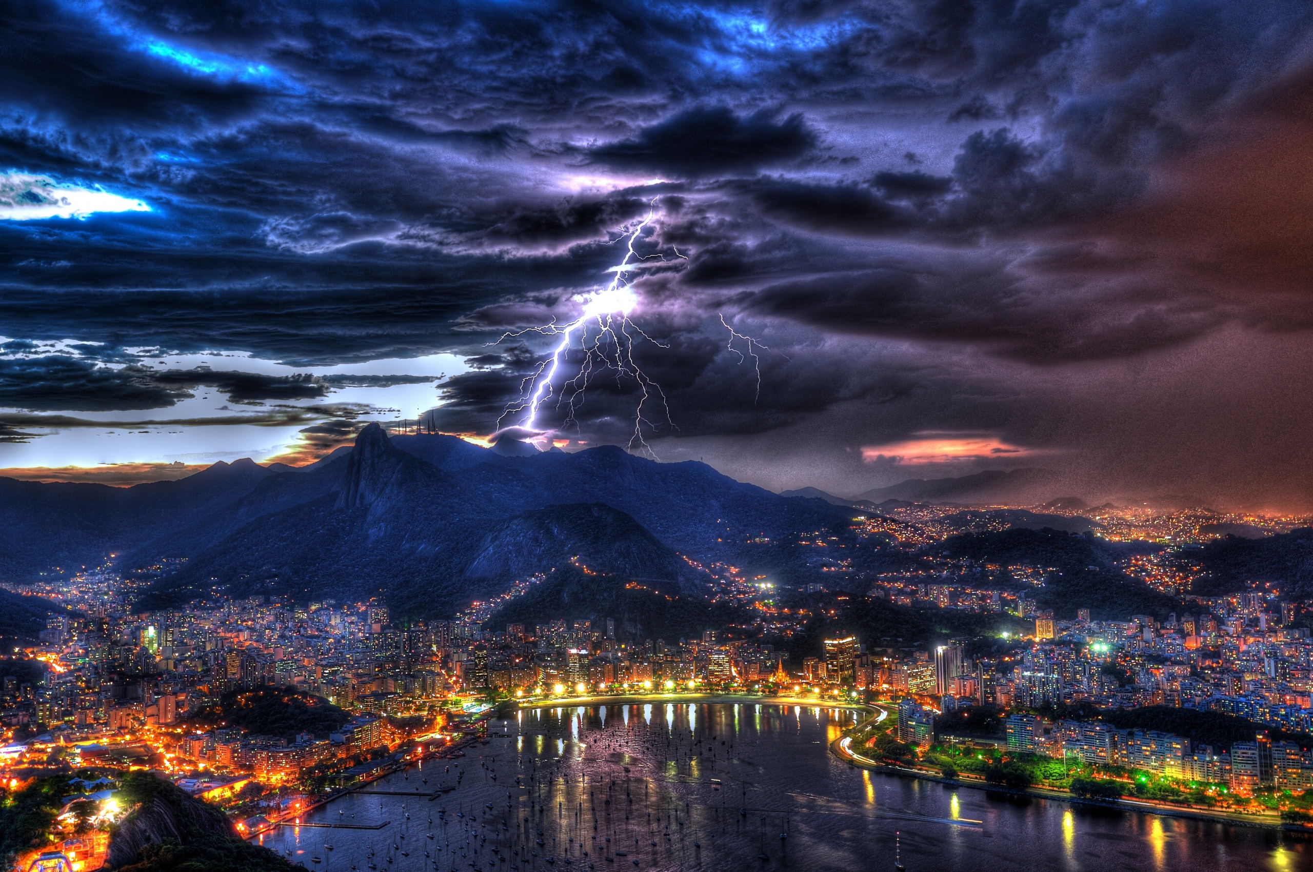 Rio De Janeiro At Night In A Storm