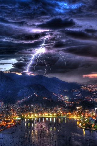 Rio De Janeiro At Night In A Storm