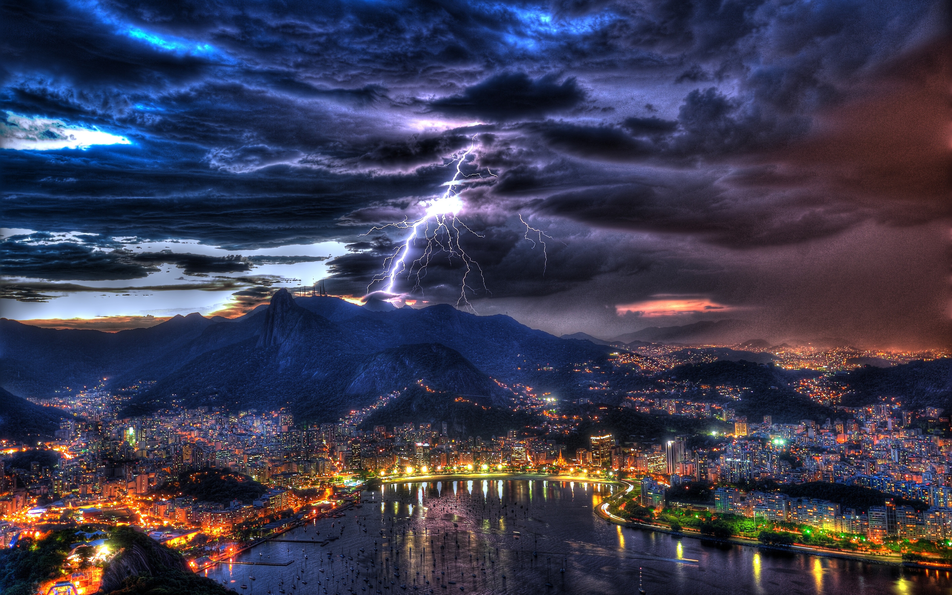 Rio De Janeiro At Night In A Storm