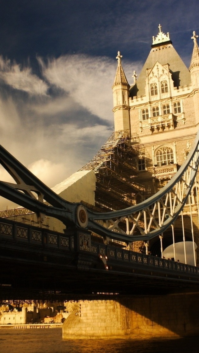 River Tower Bridge Bridge England Clouds Sky City Landscape