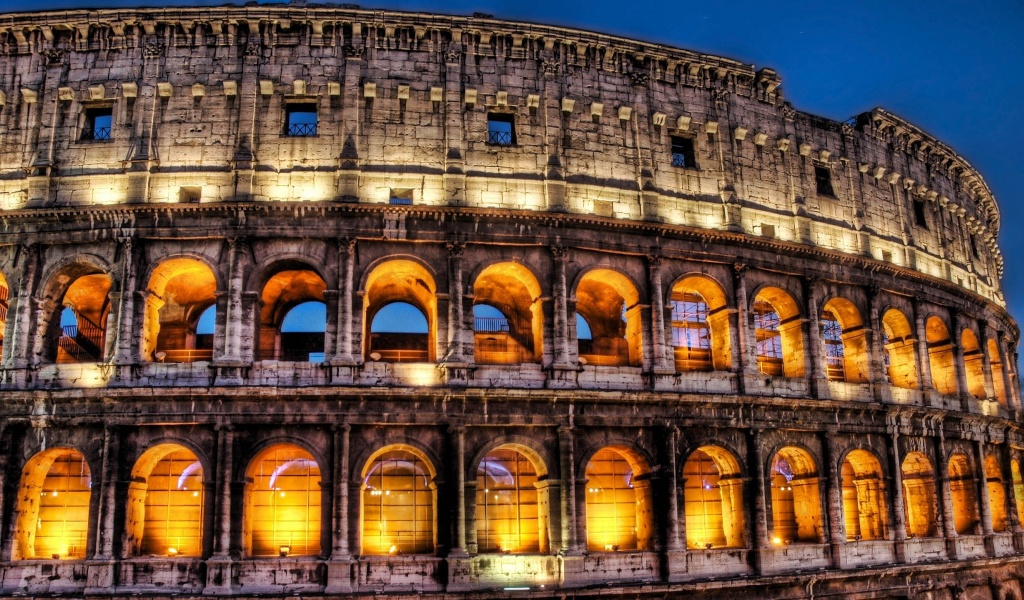 Rome Colosseum At Night