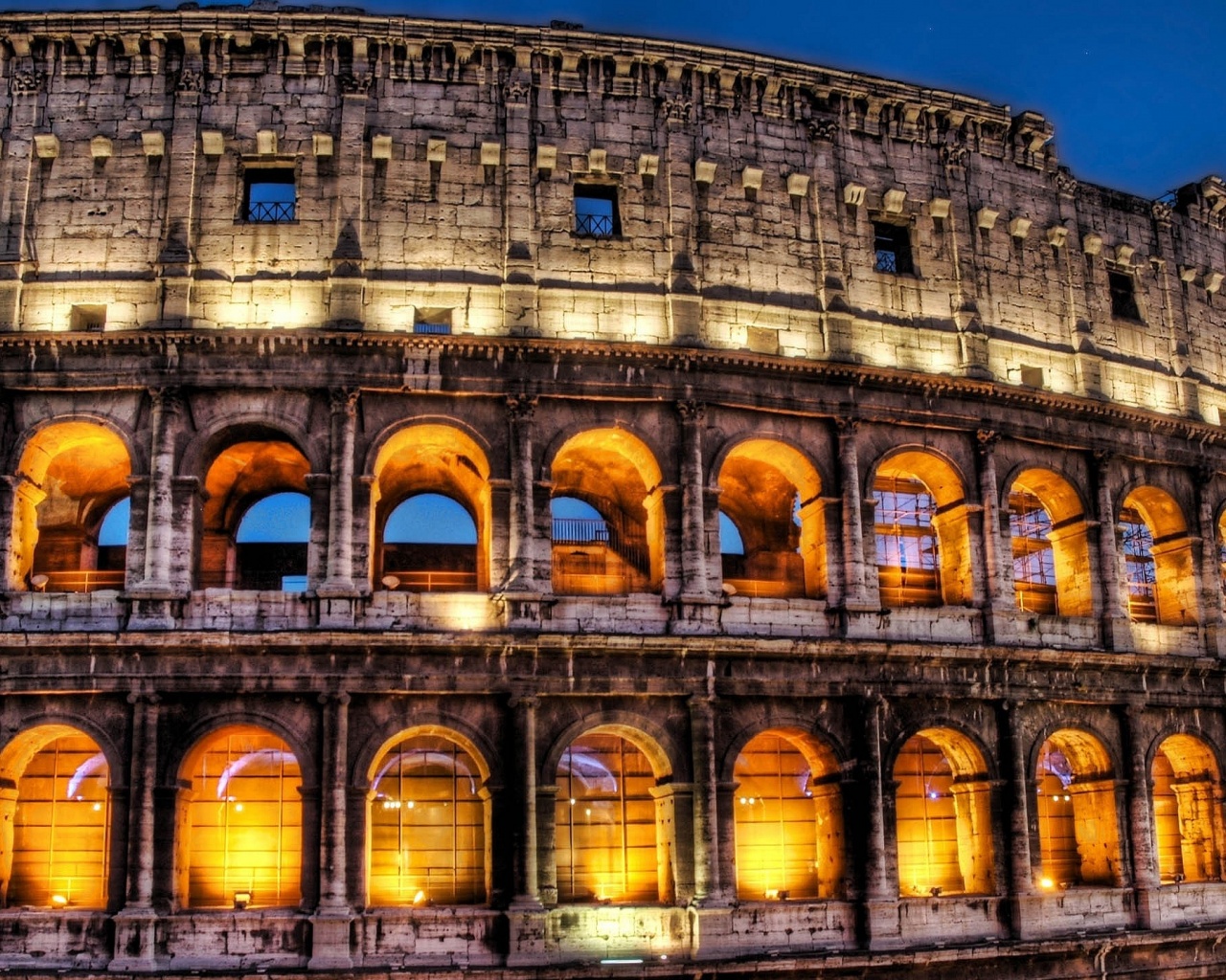 Rome Colosseum At Night