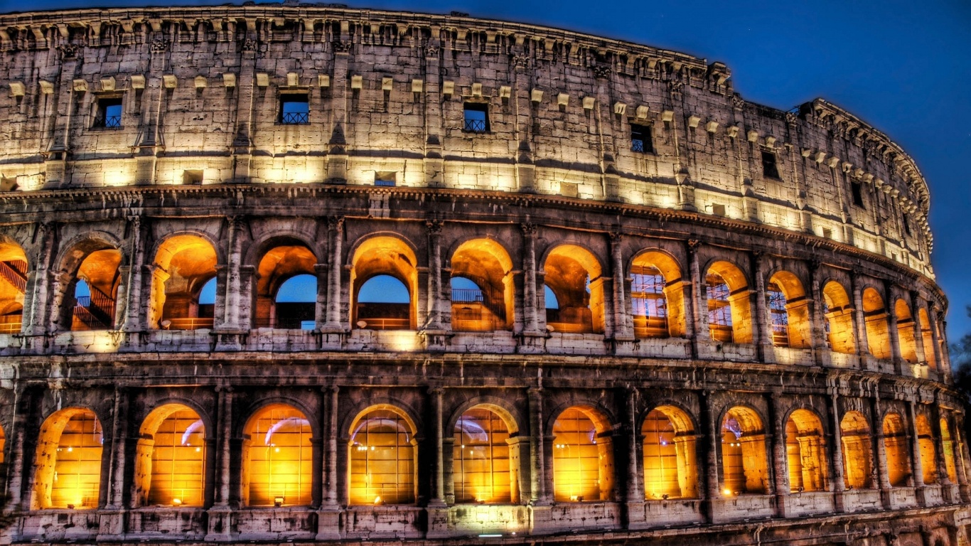 Rome Colosseum At Night