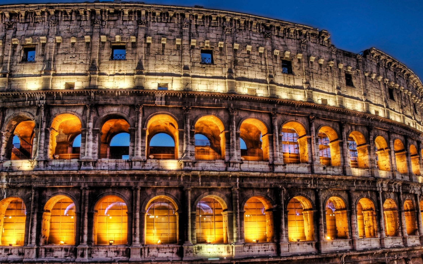 Rome Colosseum At Night