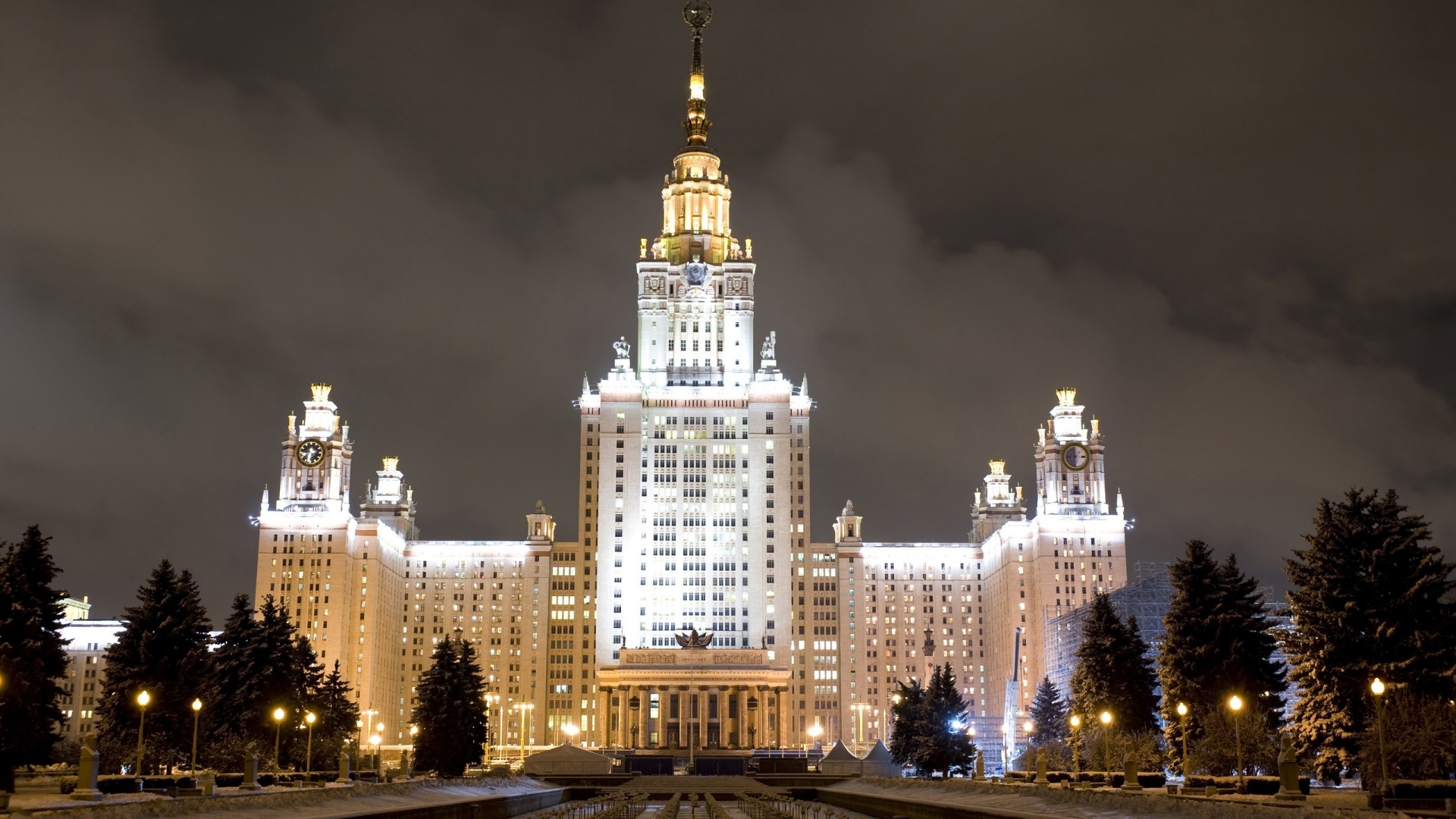 Russia Moscow University Evening City Landscape