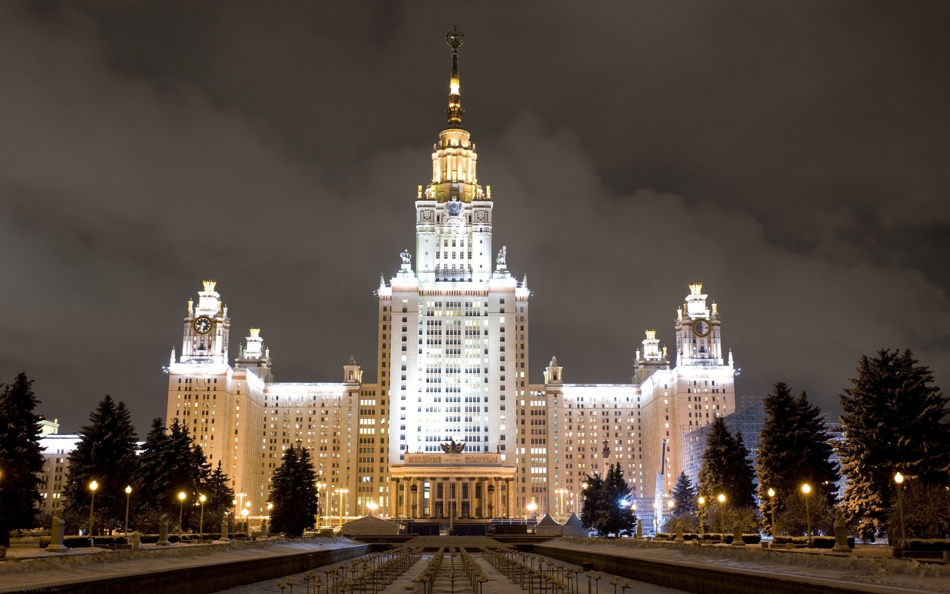 Russia Moscow University Evening City Landscape