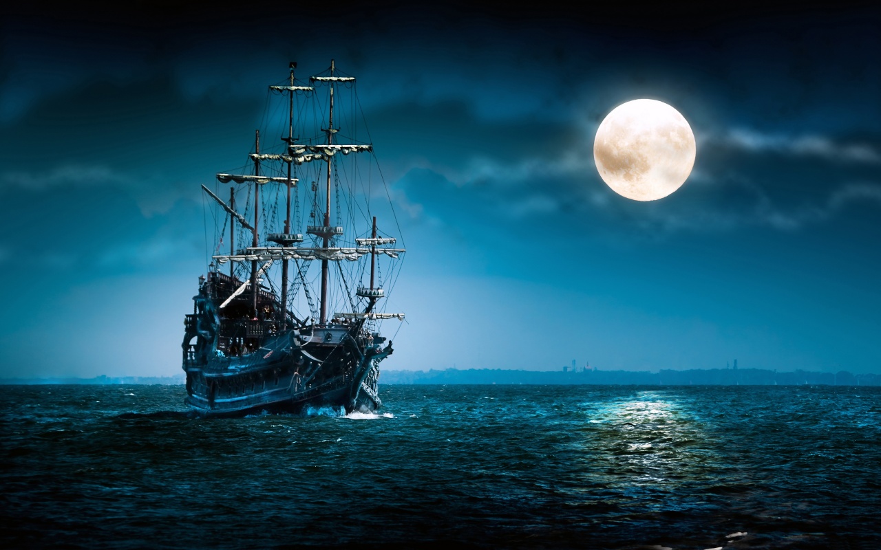 Sailboat Full Moon - Flying Dutchman