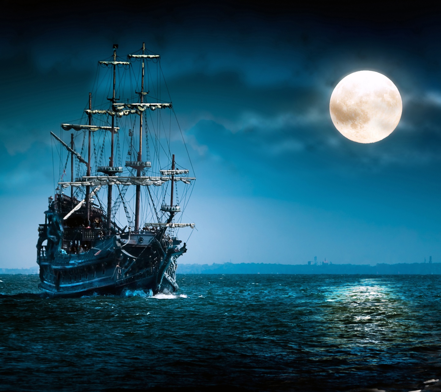 Sailboat Full Moon - Flying Dutchman