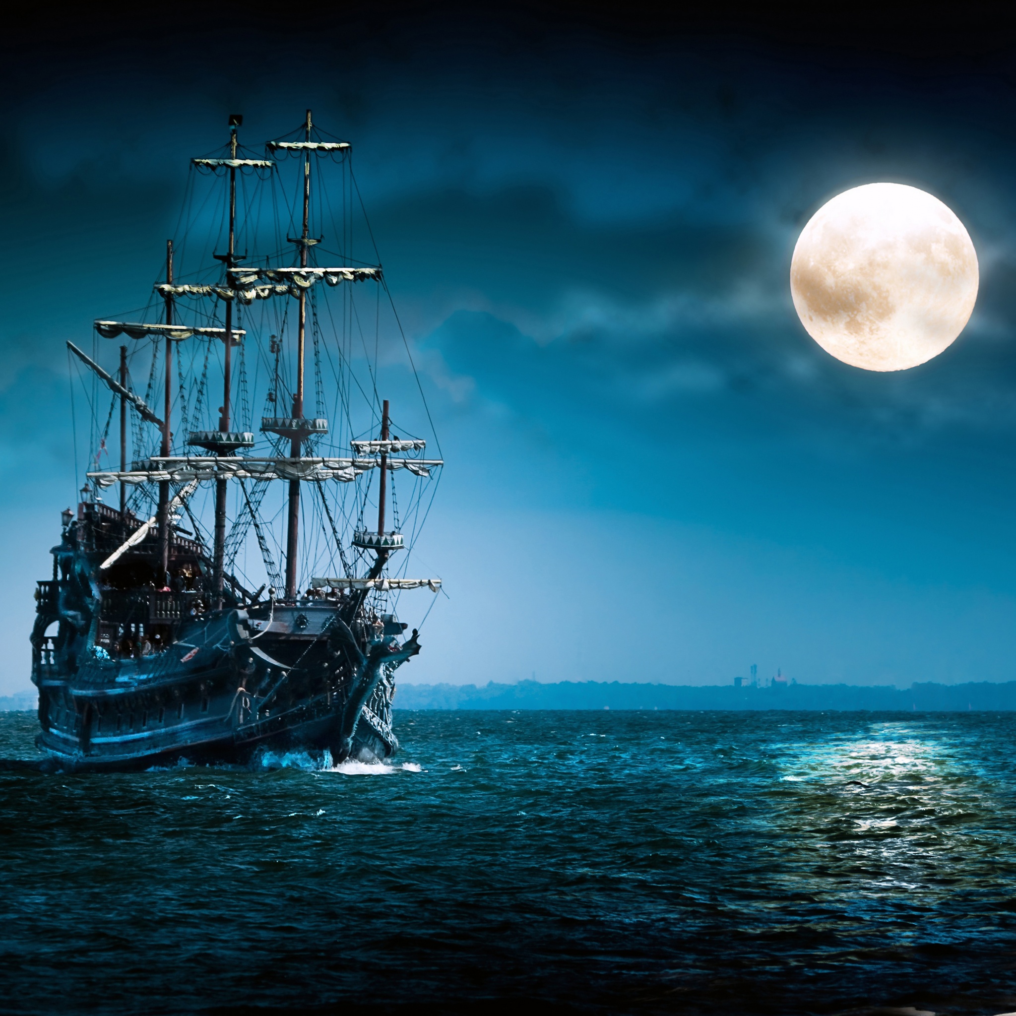 Sailboat Full Moon - Flying Dutchman