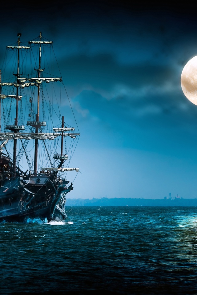 Sailboat Full Moon - Flying Dutchman