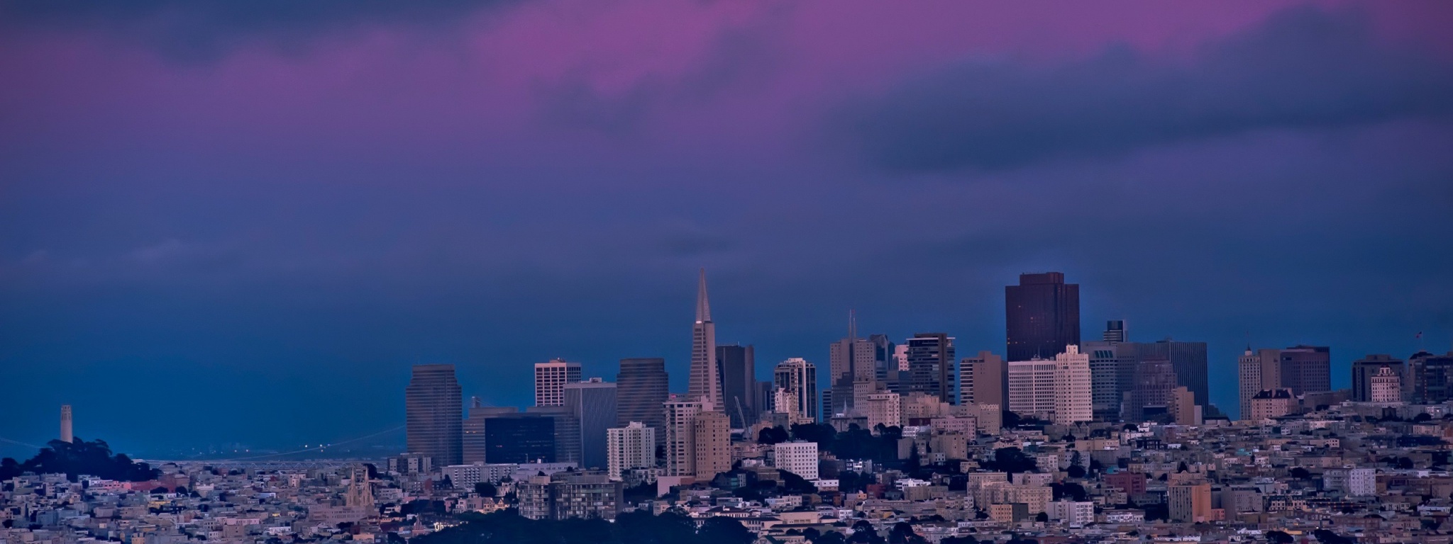 San Francisco Night Moon Sky Bay Building House City Landscape