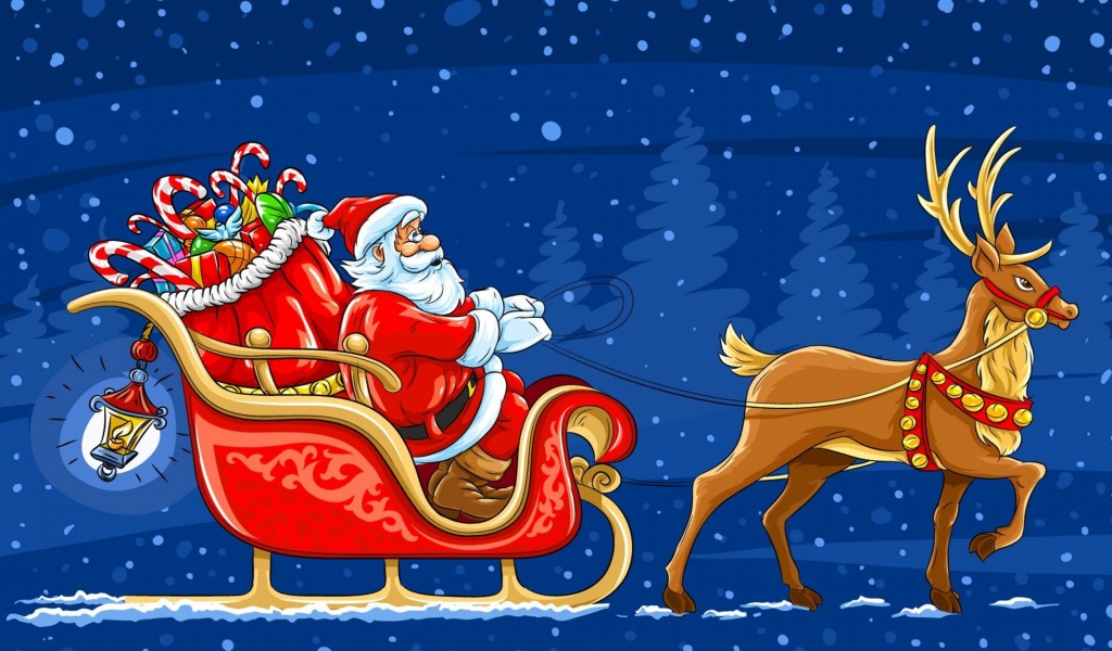 Santa Arrives In A Christmas Sleigh