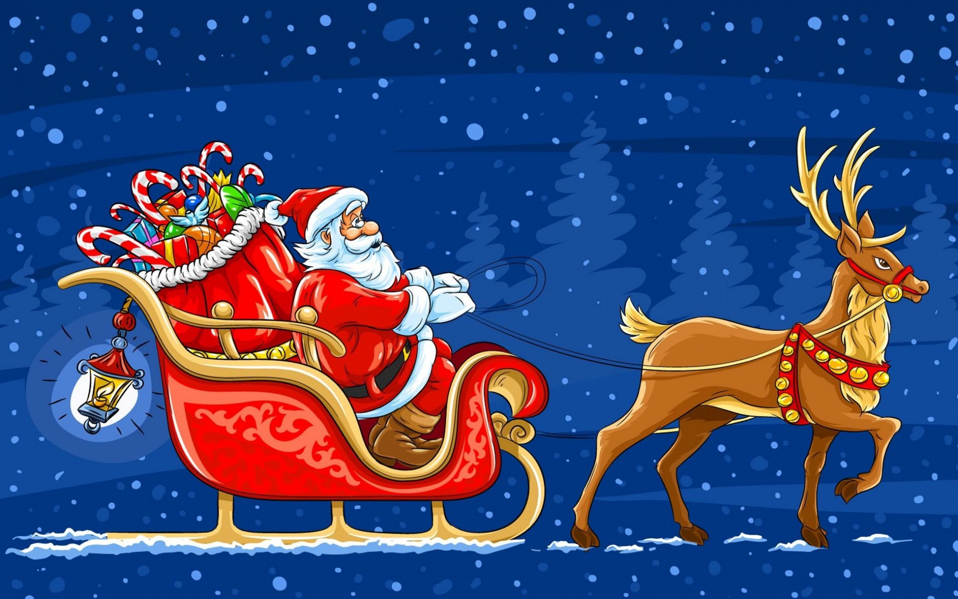 Santa Arrives In A Christmas Sleigh