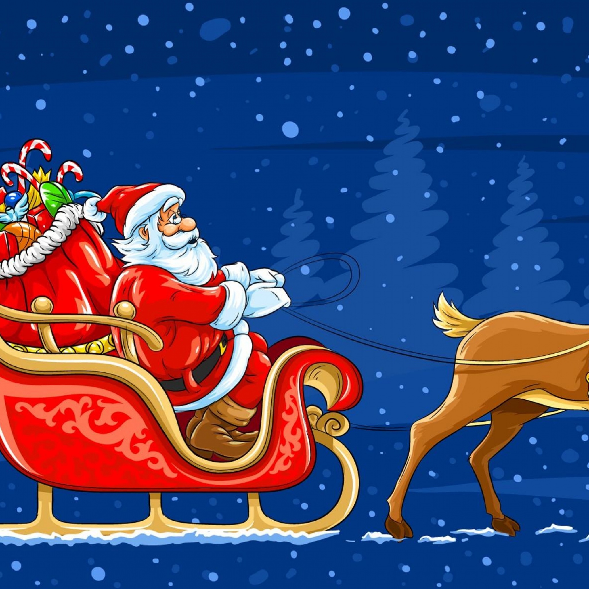 Santa Arrives In A Christmas Sleigh