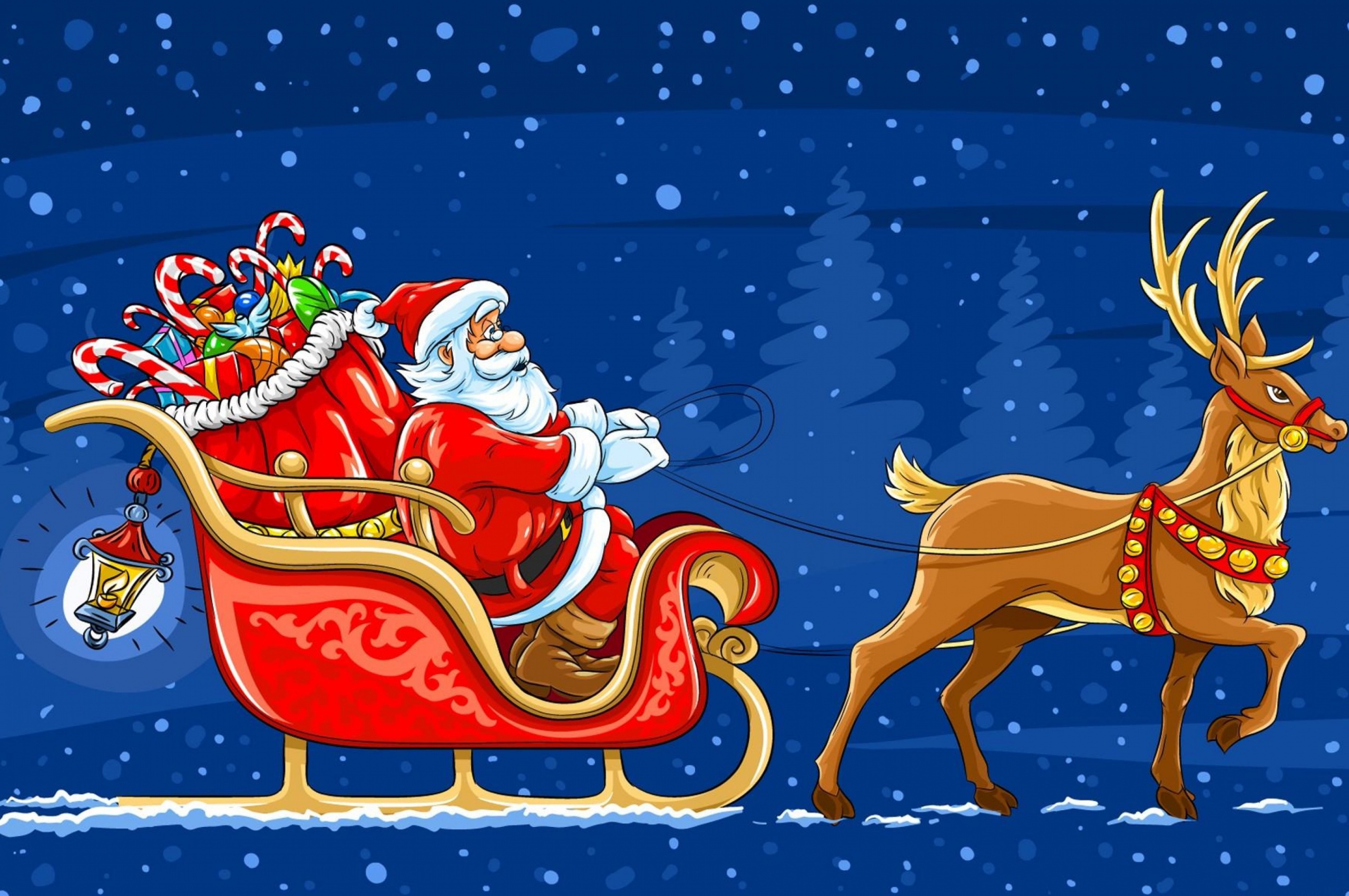 Santa Arrives In A Christmas Sleigh