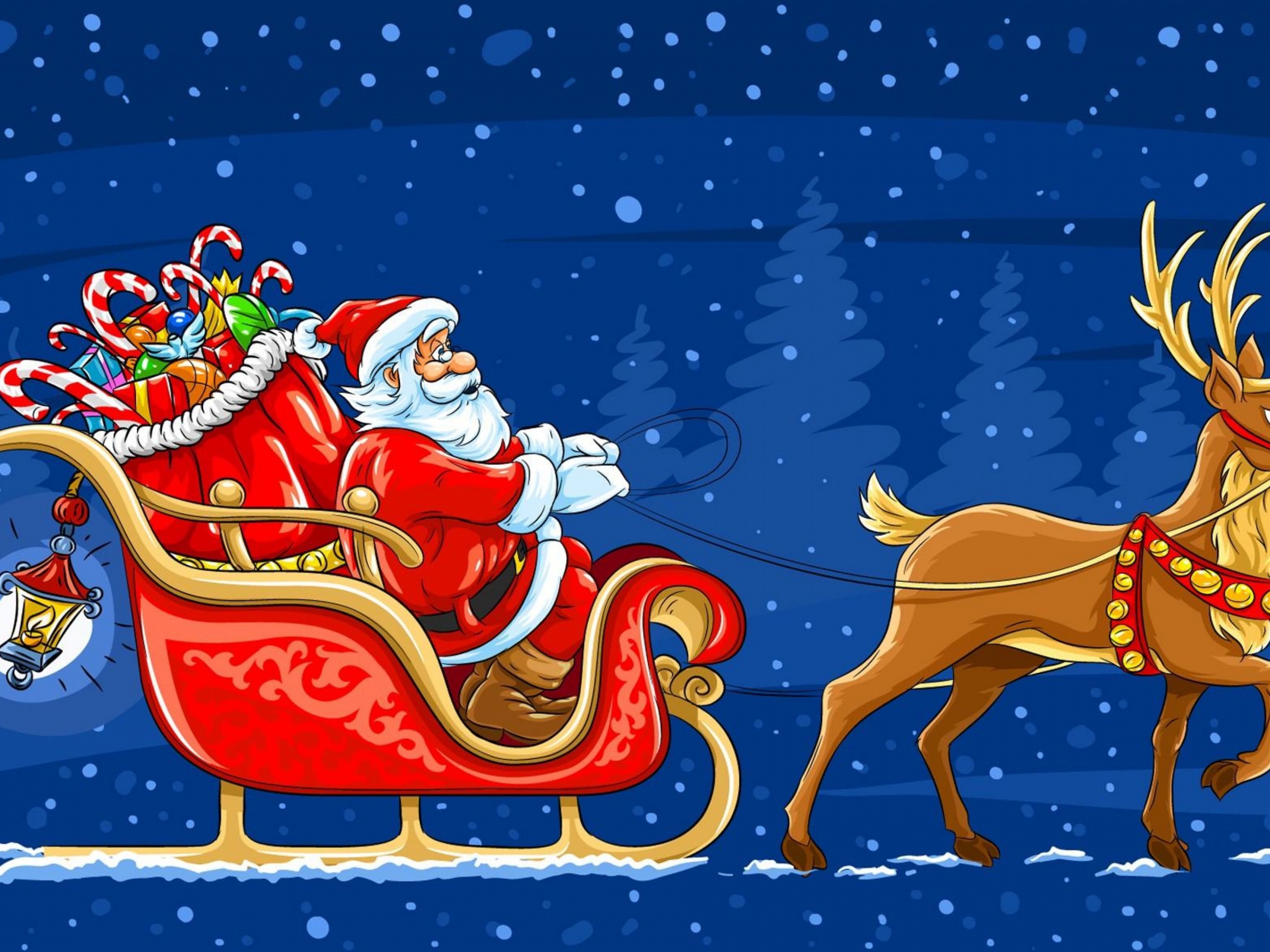 Santa Arrives In A Christmas Sleigh