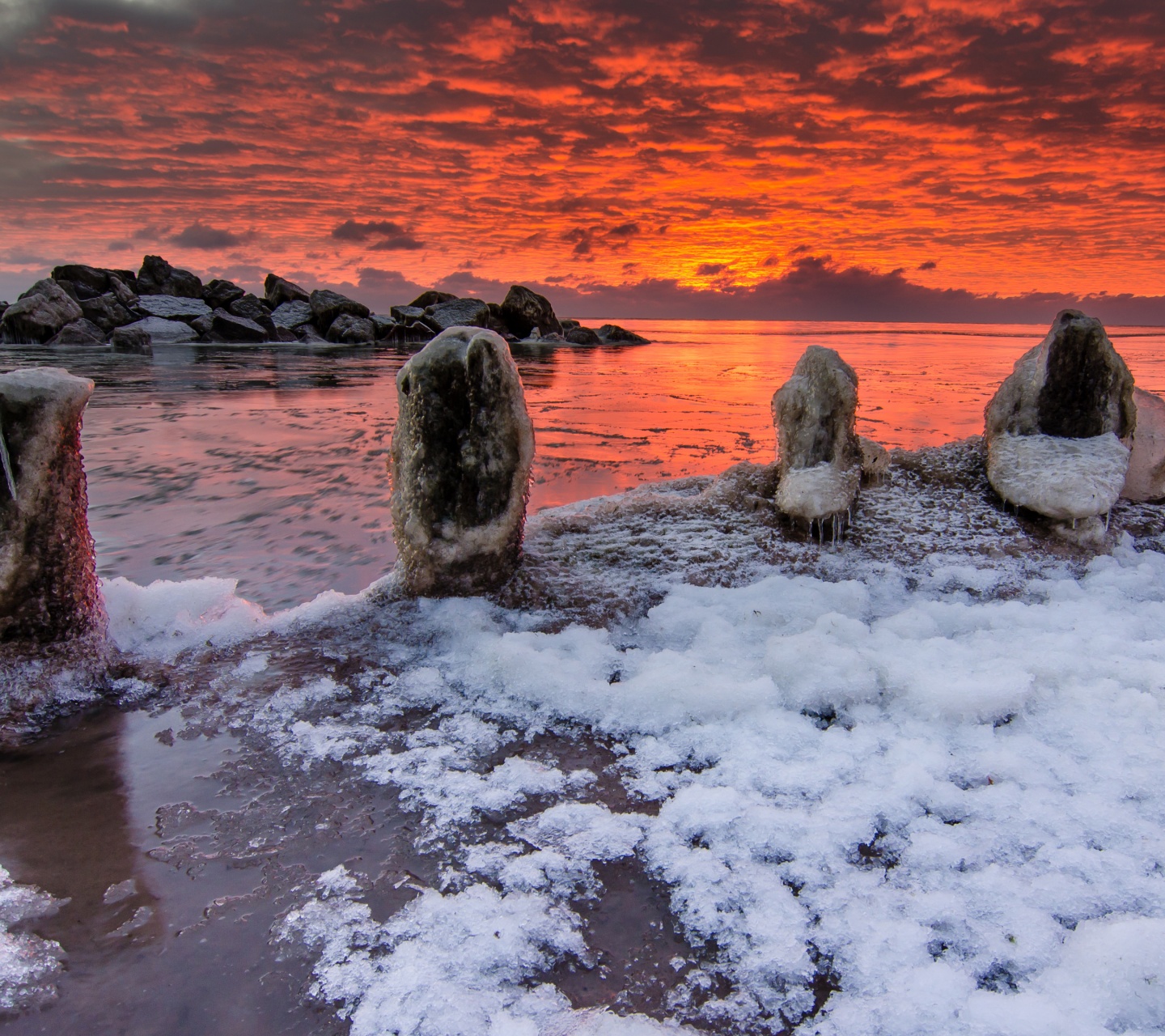 Sea Winter Sunrises Ice Snow Nature