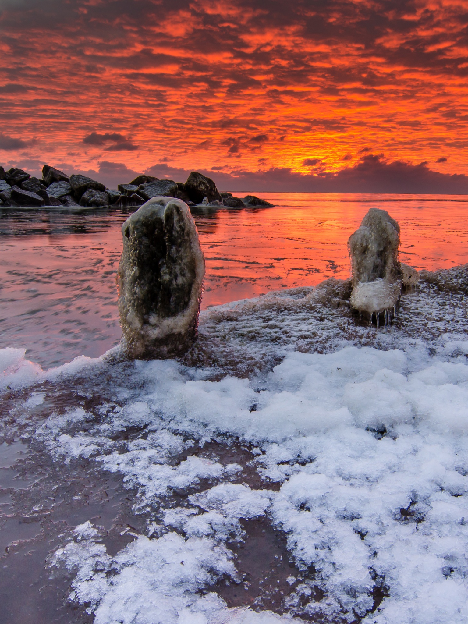 Sea Winter Sunrises Ice Snow Nature