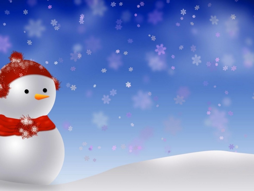 Snowman Snowdrift Snow Snowflakes