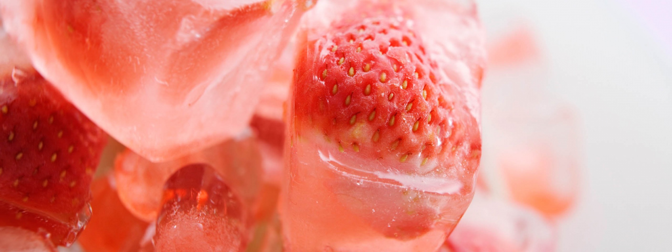 Strawberries On Ice Cubes