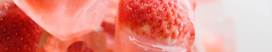 Strawberries On Ice Cubes