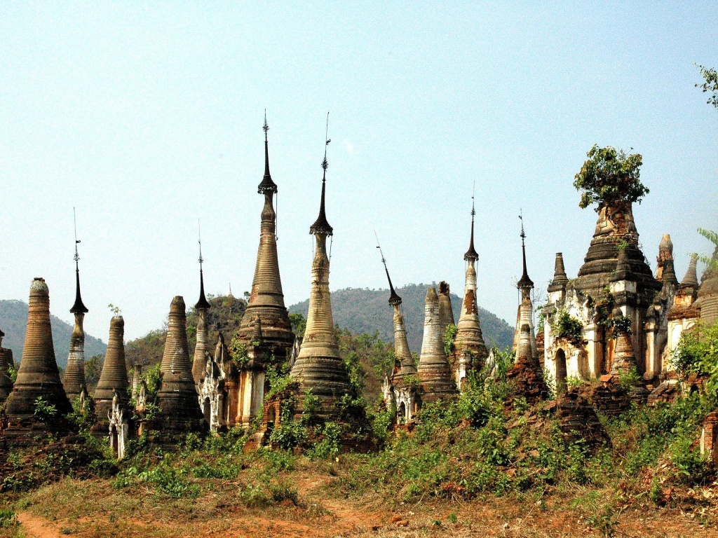 Stupas Indein Inle Lake Burma